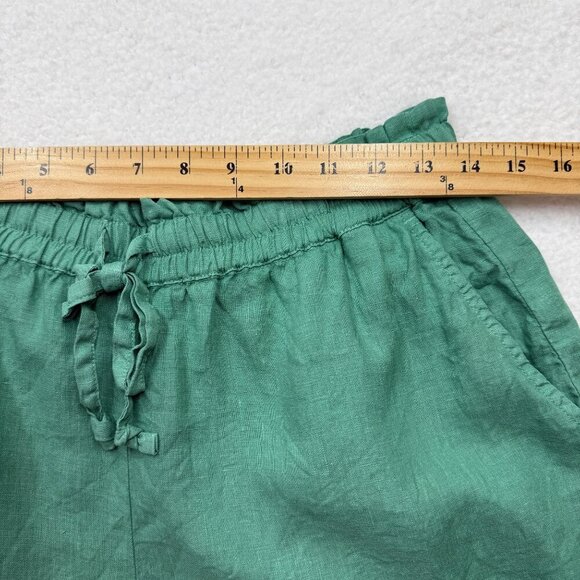 Faherty Laguna 100% Linen Elastic Tie Waist Shorts Pockets Green Beachy Womens S - Picture 8 of 10